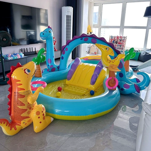 INTEX Водный динозавр для игр в воде с грибочками-гвоздиками, надувной бассейн с шариками, игровой домик