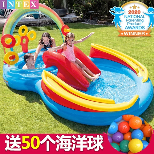 Радужная горка для игр в воде, морской надувной бассейн с шариками для младенца