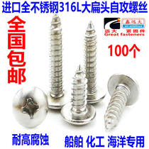 Imported stainless steel 316L large flat head self-tapping screw 316 flat head screw M4 M5 M6 M6