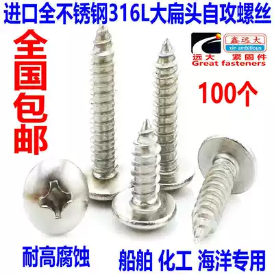 Imported stainless steel 316L large flat head self-tapping screw 316 flat head screw M4 M5 M6