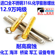 316L Stainless Steel Chemical Bolt Anchor 316 Expansion Screw Chemical M8M12M14M16M18M20M10