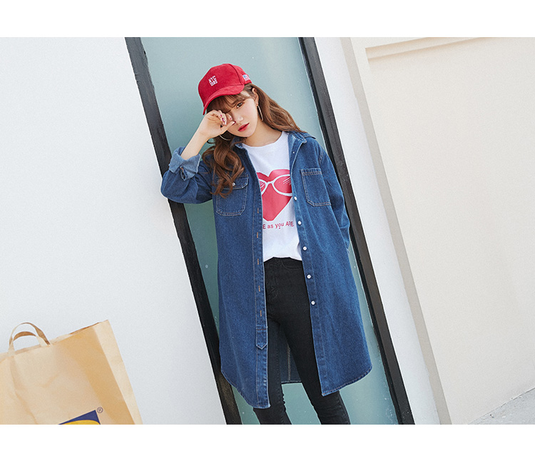 Xuân 2018 phiên bản mới của Hàn Quốc hoang dã rộng kích thước denim áo gió dài học sinh bf gió đẹp trai nữ áo khoác nữ cá tính