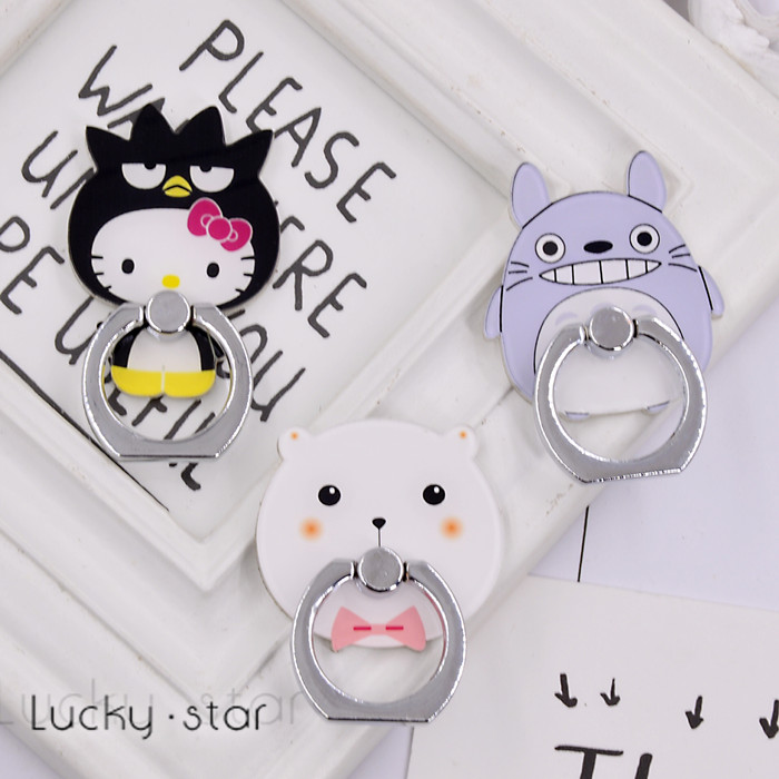 Mua 1 tặng 2 [] cặp đôi phim hoạt hình vòng kim loại khóa giữ điện thoại phổ thông lười biếng sáng tạo Snap vòng khung - Phụ kiện điện thoại di động ốp lưng redmi 9t