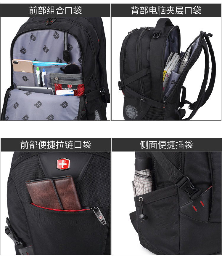 Túi đeo vai quân đội Thụy Sĩ Đơn giản hoang dã 16 inch máy tính túi kinh doanh du lịch nam ba lô dung lượng lớn - Ba lô balo túi xách nữ
