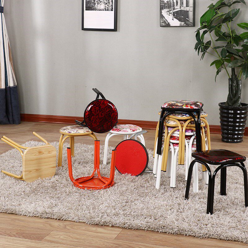 Small bench household with low bench four legs and three legs iron legs round bench fashion bench bench