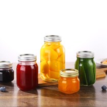 Clear glass bottle Mason jar jam jar hot-resistant Strawberry Jam Jar Jar glass bottle glass bottle sealed jar with lid