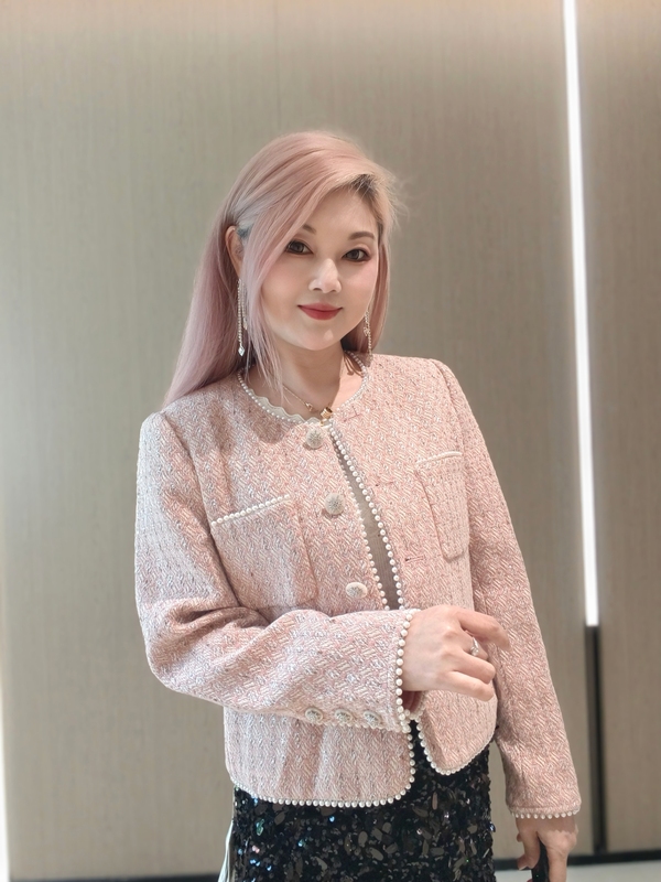 The Great Gatsby Pink Silver Thread Pearl Socialite Style Jacket Dress for Women 2026 Spring and Autumn Fashion