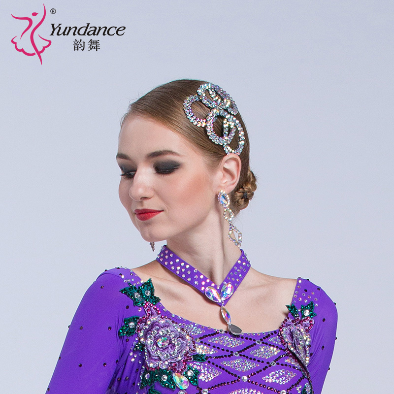 Yundance Rhyme Dance Modern Dance Headdress National Standard Head Flower Latin Competition Diamond-encrusted Accessories H-24