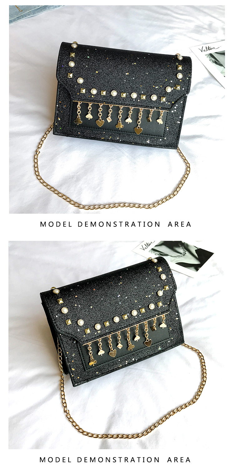 TATA New Fashion Women Shoulder Bag Chain Strap Handbags Clutch Bag Ladies Messenger Bags black one size 15