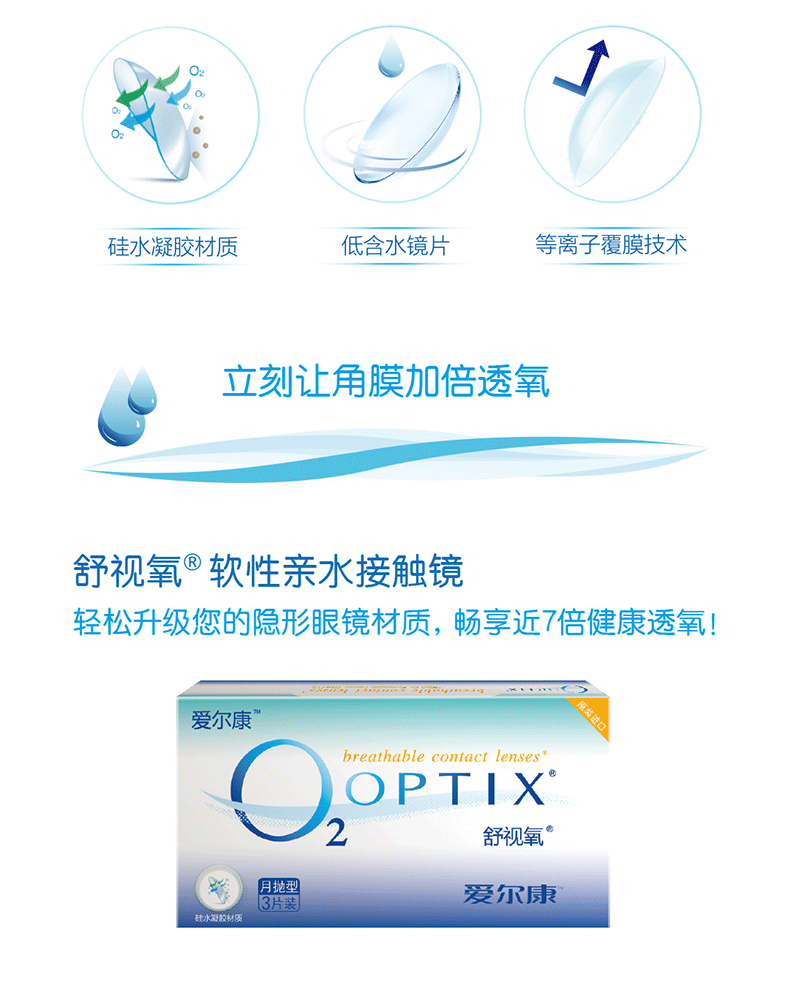 Gửi một tự hào thả] Alcon Kang Kang oxy thoải mái Shushi oxy silicone hydrogel kính vô hình hàng tháng ném 6 sk