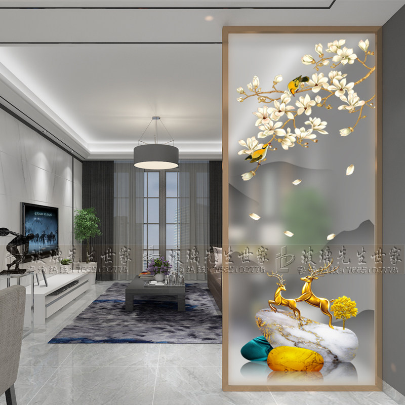 Modern light extravagant Changhong Art glass Decorative Living Room Screen Bedroom Partition Into The House Xuan Guan Frosted Double-sided Light Transmission