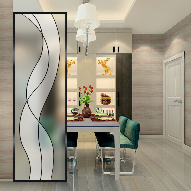 Customize modern minimalist art glass screen bedroom partition wall decoration Double face light extravagant door Xuanguan Xiaousers Type