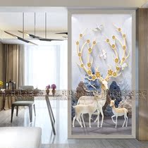 Modern minimalist art glass living room screen entrance entrance creative partition background wall Jane European forest elk