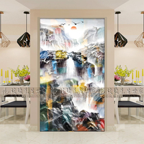 Home decoration art Tempered glass decoration TV background wall Entry partition screen Entrance living room abstract landscape painting