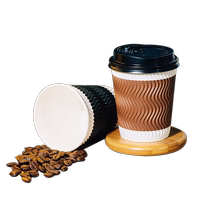 Disposable cup water cup household disposable paper cup Year of the Dragon anti-scalding thickened large corrugated coffee hot drink cup with lid