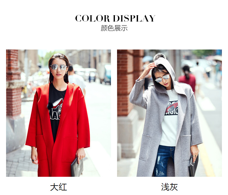 Patina mùa thu và mùa đông áo khoác đôi mới nữ nhỏ nam trong chiếc áo khoác len dài in áo trùm đầu áo khoác cardigan nữ