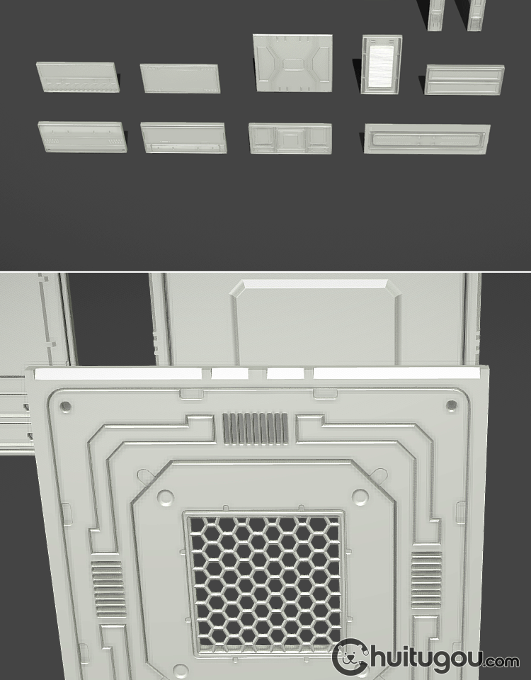 C4D未来科幻硬表面3D模型MAX实验室太空舱内部装饰FBX建模素材OBJ - 科学科幻 - 绘图狗-设计灵感素材集散地