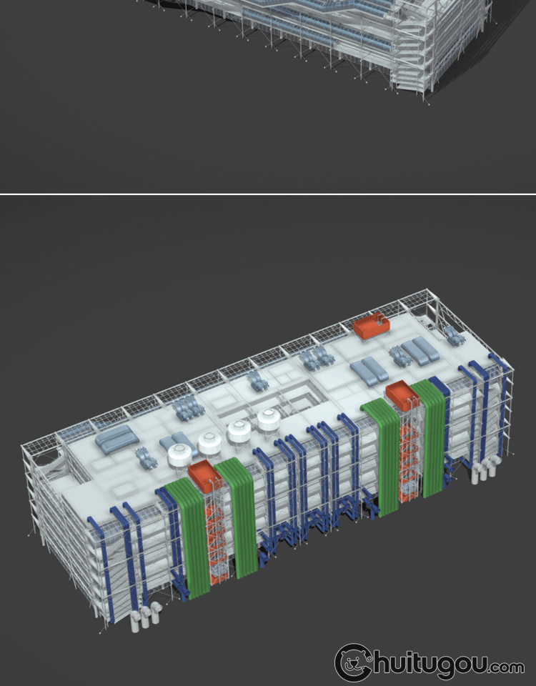 蓬皮杜艺术中心3D模型C4D巴黎地标博物馆Blend工业风建筑MAYA素材 - 建筑园林 - 绘图狗-设计灵感素材集散地