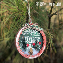 Christmas Decorations Wooden Foreground Hollowed-out Swing Piece Shop Window Small Pendant Round pendant bell Bell Bell List Gift Gift