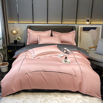  Simple 60 long-staple cotton four-piece high-end quilt cover embroidery cotton pure cotton three-piece bedding list 4