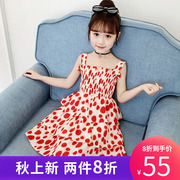 Girldress mùa hè váy công chúa bánh váy bé gái mùa hè sóng dot sling vest váy polka dot váy trẻ em.