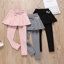 Girls leggings pants skirts autumn 2021 new childrens culottes fake two-piece girls long pants fashion spring and autumn models