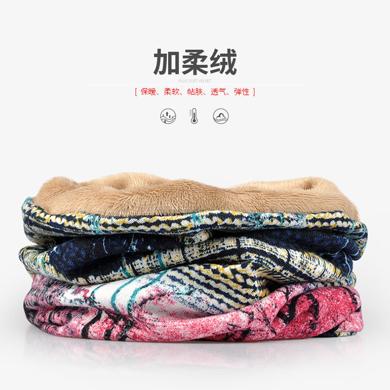 Mùa thu và mùa đông gió ấm áp cộng với mũ nhung thể thao ngoài trời bib headband mũ đôi sử dụng cho nam và nữ mẫu in cotton co giãn khăn cổ phượt