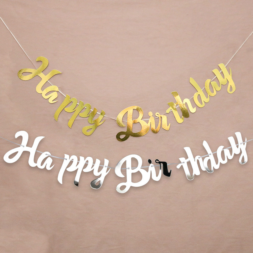 Golden Silver bronzed Ginins Wind Birthday Labanner Adult Baby Birthday Arrangement Adornment For Birthday
