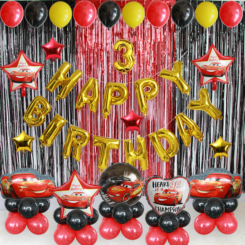 Racing Car Total Mobilised Mckun Children Party Decorated Balloon Package Baby Boy Birthday Arrangement Supplies
