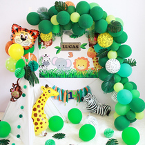 Green forest balloon chain animal jungle theme children baby one year birthday decoration ins party