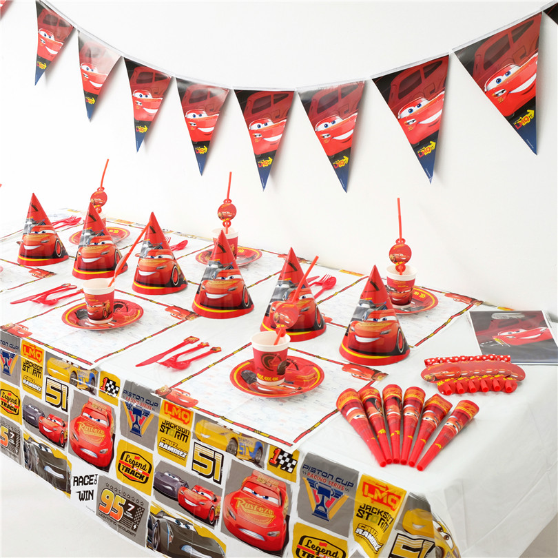 Car Total Mobilised Mckun Children Birthday Party Supplies Baby Birthday Decoration Placement Sweet Terra Flag
