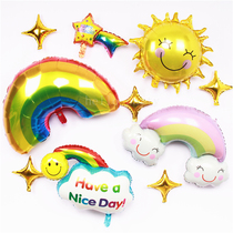 Rainbow Meteor Balloons Sun Clouds Children Happy Birthday Aluminum Foil Balloon Party Arrangement Decorative supplies