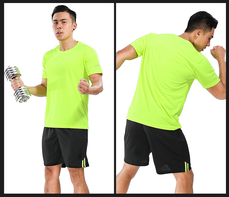 Buổi sáng mới chạy thể thao phù hợp với nam giới mùa hè ngắn tay cổ tròn lỏng chạy quần áo tập thể dục quần áo đào tạo quần áo nam phù hợp với bộ thể thao puma