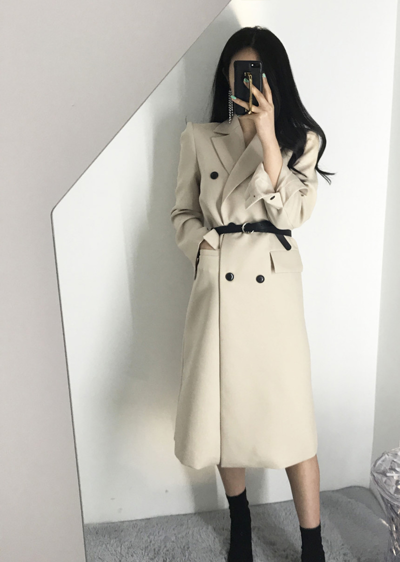 Xuân-Hè 2019 mới thời trang Hàn Quốc nữ thần ren dài phù hợp với áo hai dây dài tay áo khoác nữ thời trang công sở nữ