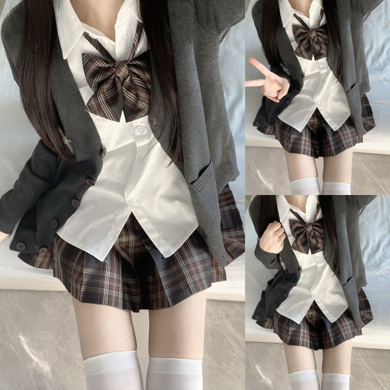 Bei Lijiang genuine original JK uniform autumn and winter suit plaid skirt shirt long-sleeved cardigan sweater college style school for girls