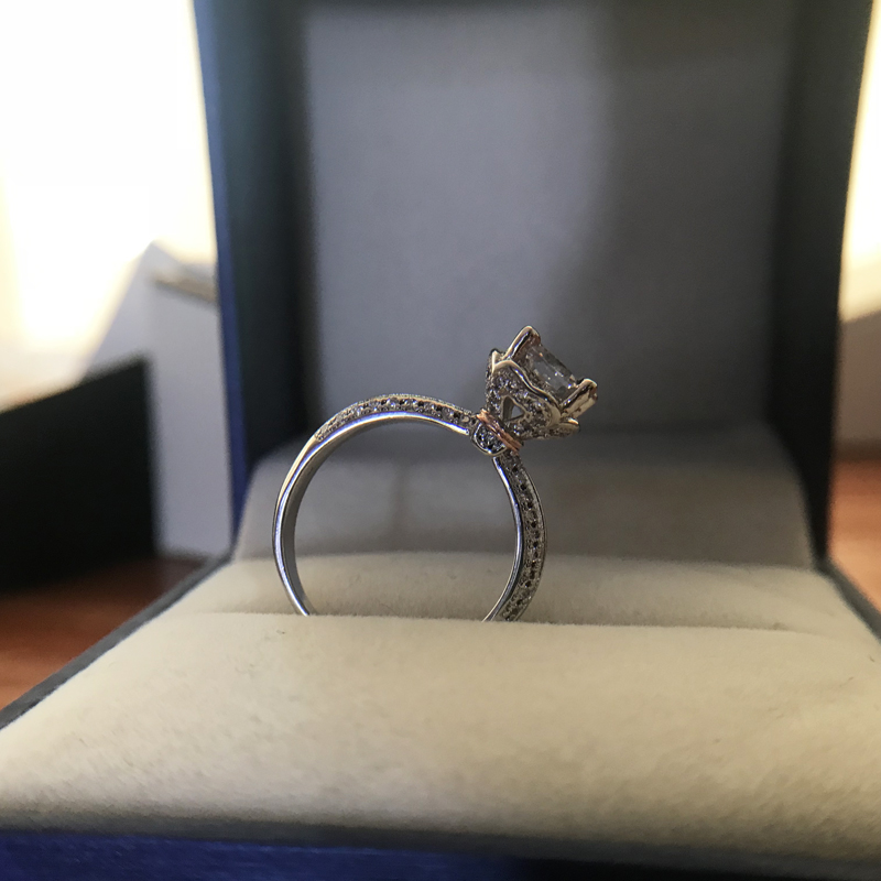 Sterling bạc S925 mô phỏng nhẫn kim cương retro hoa mô phỏng kim cương nhẫn nữ nhẫn vàng hồng ruy băng kim cương nhẫn cưới nhẫn nữ nhẫn kim cương nam pnj