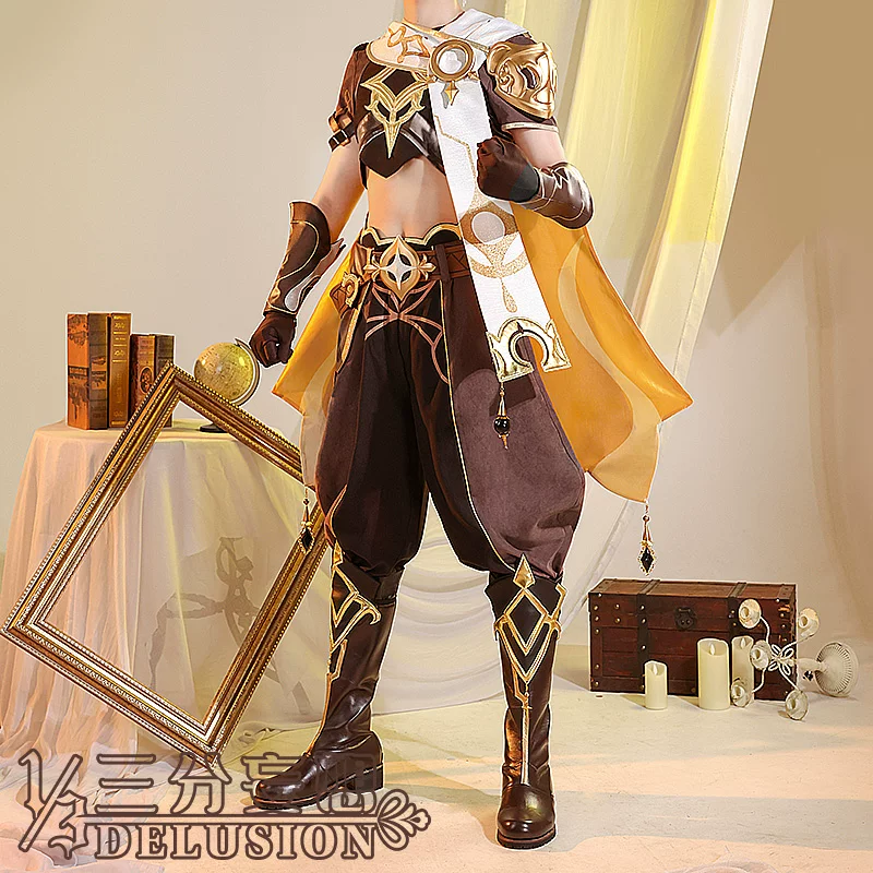 Genshin Traveler male cosplay costume, Knight of Favonius. cosplay — main view