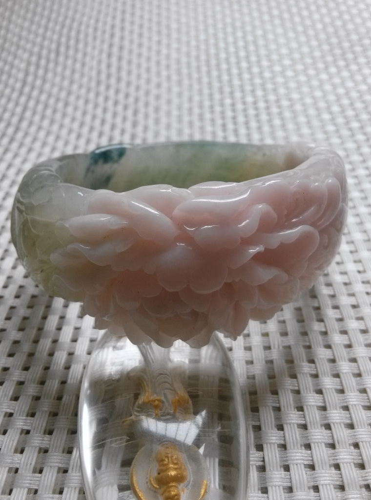 Already Knots Enjoy the Private Ineffective Solo Mountain Jade Ice Seed Hibiscus Red Sculpted Floral Bracelet Peony Flowers Rich And Expensive Female Jade Bracelet