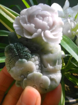 Tianjiao Natural Jade Nanyang Jade Furong Red Flowers Blossom Rich Ruyi Peony Pendant Pendant Lucky Wool Chain