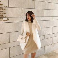 Áo khoác lông nữ mùa đông lông thỏ lông dài một áo vest vest lông cáo lông nữ lông áo khoác lông zara