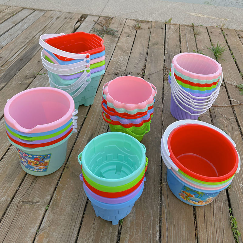 Children Toy Small Bucket Beach Toy Barrel Plastic Small Bucket Baby Play Water Play Sand Fishing Nets Thickened Bucket