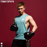 TOMATOPAPA thời trang gốc retro thể thao in vest cotton giản dị vest thể thao thể thao mồ hôi vest áo ba lỗ tập gym