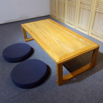 New Chinese solid wood tatami tea table modern paint-free elm tea table interior furniture floating window log low table