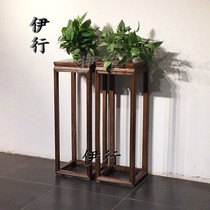 New Chinese solid wood flower frame black walnut flower few paint old elm flower flower flower floor basin furniture