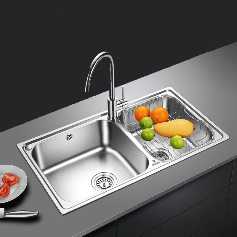 Eileen stainless steel sink double sink (easy cleaning technology 50 rear-type launching) actually House 411N-1