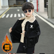 Substitute for the JO boy's 2023 winter suit new velvet-added thickened foreign crustwear for children in leisure and warm jacket