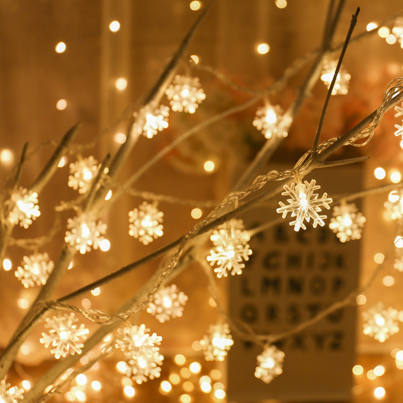 Colorlight flash lights string full of star lights string LED New Year hung battery lights snowflash Christmas Spring Festival decorative lights
