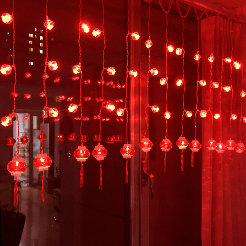 New Year decorative lights LED Lights Lights Lights Lights Lights Spring Festival decoration decoration household New Year red lantern curtain lights