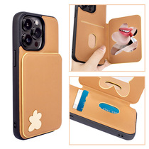 Apply Apple 13pro back cover style wallet ins phone shell iphone12 anti-fall mirror card bag phone leather cover