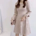 Tay áo quây váy ngọt ngào giảm béo tie tie dài đoạn váy rủ nữ mùa đông váy dưới đầm body nhún eo Váy eo cao